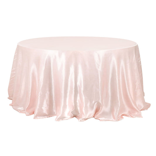 132" Blush Seamless Satin Round Tablecloth
